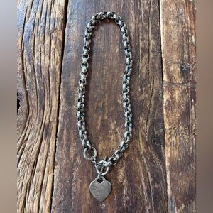 Sterling Silver Chunky Heart Pendant Necklace